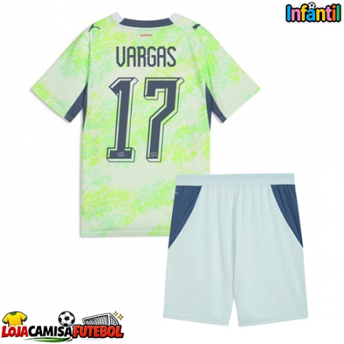 Camisa de Futebol Suíça Ruben Vargas #17 Equipamento Secundário Infantil Mundo 2026 Manga Curta (+ Calças curtas)